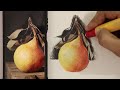 A very realistic Pear! - Learn still life drawing with colored pencil from A to Z