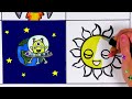 Learn How to draw Planet Earth Сomet  Spaceship Sun and others- Glitter Art for kids