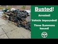 Dump truck dumps trash on the street