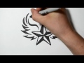 How to Draw a Nautical Star with Wings - Tribal Style