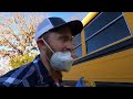 Prepping the Bus for Paint! - Sanding our Skoolie Conversion
