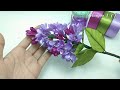 DIY/how to make satin ribbon flowers lilacs easy