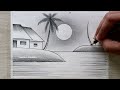 How to Draw Beautiful Sunset Scenery by Pencil, Easy Pencil Drawing Step by Step