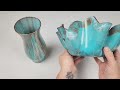 Resin Vase and Bowl - Turquoise and Copper