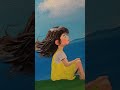 painting clouds and a young girl in a yellow summer-dress - acrylpainting for beginners - timelapse