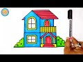 स्वस्तिक Bungalow ड्राइंग बनाना सींखे। Bungalow Drawing From Swastik Easy Step byStep.