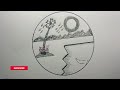 circle sunset scenery drawing step by step /How to draw a beautiful circle scenery /sketch scenery