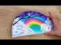 Easy painting on canvas|How to paint a rainbow 🌈 and clouds ☁️ | Tree easy painting