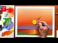 How To Paint with Acrylics SEAGULLS at SUNSET, Como pintar con Acrylics  GAVIOTAS al ATARDECER .