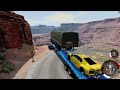 Truck fell over in the middle of the road! Transporting Military Truck and Lamborghini BeamNG.drive