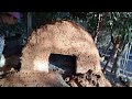 Fazendo  forno  caipira com barro amassado de formigueiro...
