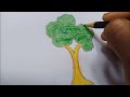 Tree drawing | How to draw Tree easily | How to draw tree step by step |Tree drawing with colour.