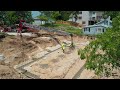 Spilling concrete all over the ground - the installation of frost footings