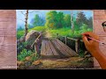 How to Paint Wooden Bridge in Acrylics / Time-lapse / JMLisondra