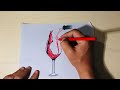How to draw  glass of red juice #drawing #art #painting #drawingtutorial