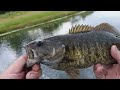 THE KANSAS ANGLER FATTY SMALLMOUTH BASS TESTING MY ULTRALIGHT TACKLE FISHING WADING IN THE RIVER