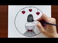 Very Easy Girl Drawing | Girl Drawing Step By Step | Circle Drawing