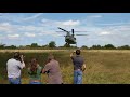 RAF Chinook landing and take-off from field