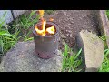 Peach can rocket stove  gasification.