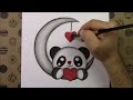 Moon and Cute Panda Drawing Easy Step by Step Pencil Charcoal Drawings