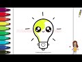 How to Draw a Cute Light Bulb Easy Step-By-Step Drawing and Coloring for Kids and Toddlers