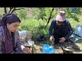 Country life:Delicious kebab with traditional bread,Turkish family in nature🥰🍓🥩