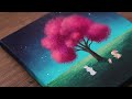 Sweet Night Cherry Blossom Tree 🌸 | Relaxing Acrylic Painting #497