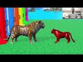 Long Slide Game With Elephant Gorilla Buffalo Hippopotamus Tiger - 3d Animal Game - Funny 3d Animals