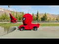 Big & Small Red Bus Lightning Mcqueen vs Big & Small Blue Bus Mcqueen vs Train | BeamNG.Drive