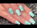 Pastel Green nails, with Stamping nail art