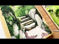 Gouache Painting of Green Garden Landscape With Stone Stairs/ Paint With Me 🌱