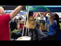 Beer bonging it while tailgating