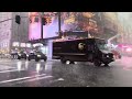 Walking in New York, Heavy rain in Times Square