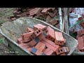 Farm Building TIMELAPSE: Alone Girl Build Fish Pond With Many Bricks. Excarvator Dig Soil