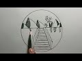 How to draw a beautiful scenery /easy scenery drawing step by step /pencil sketch scenery drawing.