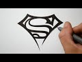 How to Draw Superman Logo - Tribal Tattoo Design Style