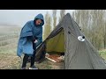 -45° Solo Camping 4 Days | Snowstorm & Winter Camping Hot Tent | Alone with My Dog in Forest