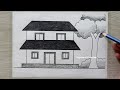 Beautiful Building House, Pencil Drawing Very Easy, Cute House Drawing Easy