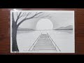 How to draw beautiful landscape with pencil, Easy Pencil Sketch drawing 2021