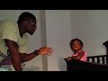 Baby arguing with her dad