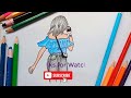 Drawing with pencil colour easy and beautiful | pencil drawing girl | Easy creative drawing