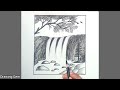 Waterfall Scenery Art|| Waterfall Landscape Scenery Drawing #art #artwork #drawing #pencildrawing