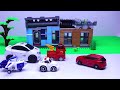 TRANSFORMERS LOAD & TRANSPORT CARS, FIRE TRUCK, AMBULANCE, POLICE CAR Helicopter etc & Stop Motion