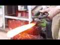Forging Big San Mai Damascus Bowie Knife [Epic Full Build] From Saw Blade + 80CrV2 Hand Forged Knife