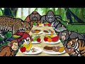 Carnivore vs Herbivore Animals | Learn What Animals Eat In The Rainforest | Jungle Animals