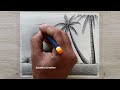 How to draw Sunset Scenery with Pencil, Pencil Drawing for beginners