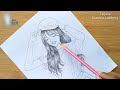How to draw a smiley face || A girl with cap drawing || pencil sketch || bir kız nasıl çizilir