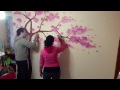 Wall tree painting time-lapse