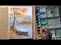 Watercolor scenery painting tutorial | portrait watercolor painting | #art