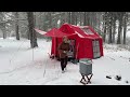 OUR FIRST SNOW CAMP WITH NEW INFLATABLE TENT